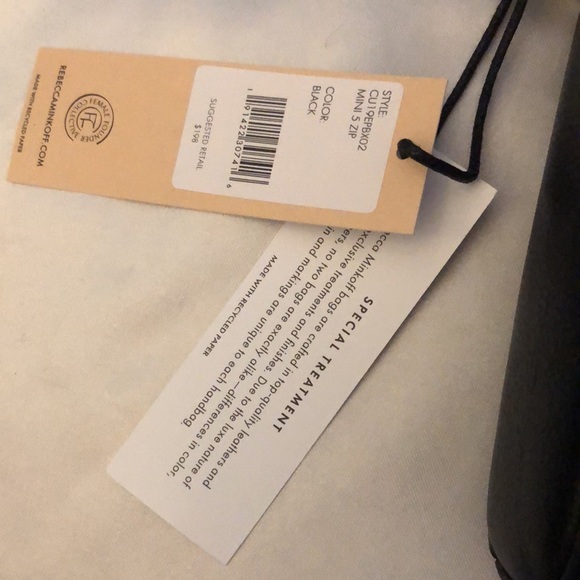 Rebecca Minkoff Mini 5 Zip Black Leather Crossbody Chain & Leather Strap NWT - Picture 8 of 14